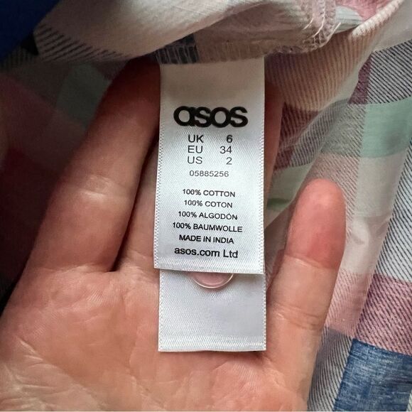 ASOS Midi Multicolor Gingham Button Down Skirt Size 2 NWT - Picture 6 of 7